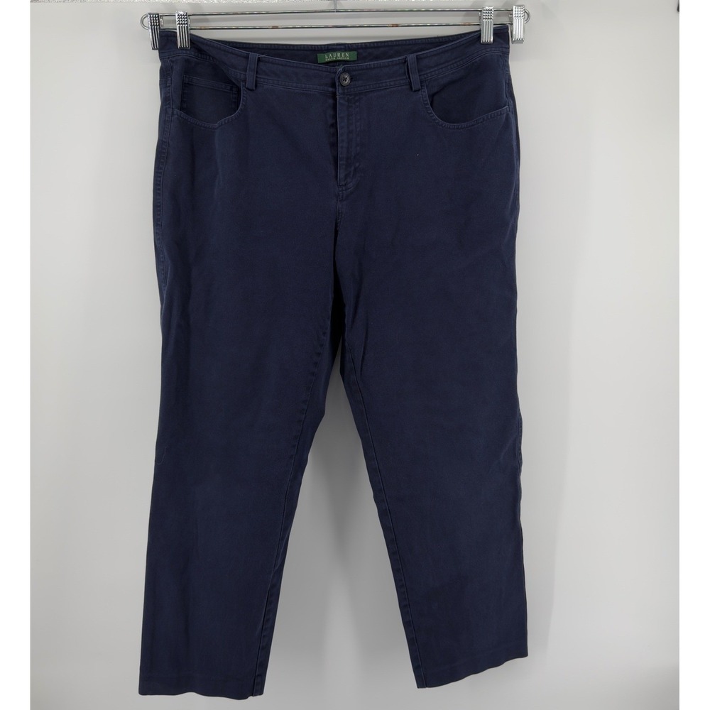 Lauren Ralph Lauren Women's Navy Blue Stretch Cotton Twill‎ Pants Size 18W